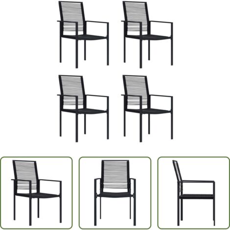 Sedie da patio -  Sedie da Giardino 4 pz in Rattan Nero