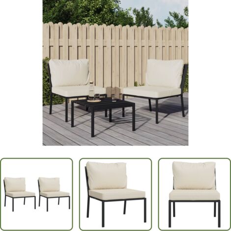 Sedie da patio -  Sedie da Giardino con Cuscini Sabbia 2pz 60x74x79 cm Acciaio
