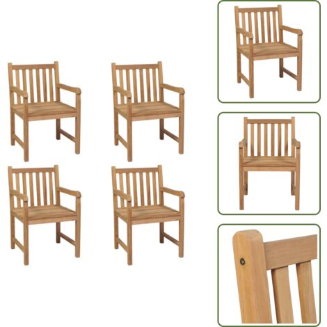 Sedie da patio - vidaXL Sedie da Esterni 4 pz in Legno Massello di Teak - Sedie da giardino resistente