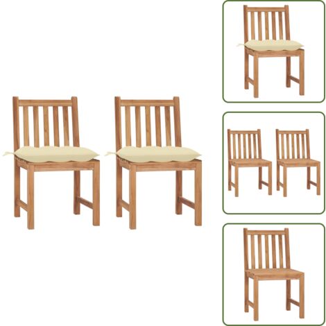 Sedie da patio - vidaXL Sedie da Giardino 2 pz con Cuscini in Legno Massello di Teak - Sedie in legno massello