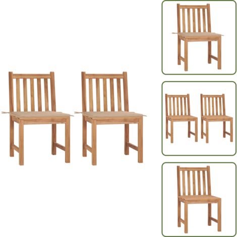 Sedie da patio - vidaXL Sedie da Giardino 2 pz con Cuscini in Legno Massello di Teak - Sedie in legno massello