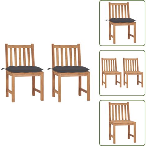 Sedie da patio - vidaXL Sedie da Giardino 2 pz con Cuscini in Legno Massello di Teak - Sedie in legno massello