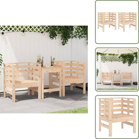 Sedie da patio - vidaXL Sedie da Giardino 2pz 61,5x53x71 cm in Legno Massello di Pino - Sedie da terrazza