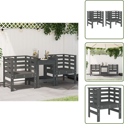 Sedie da patio - vidaXL Sedie da Giardino 2pz Grigie 61,5x53x71cm Legno Massello Pino - Sedie da terrazza