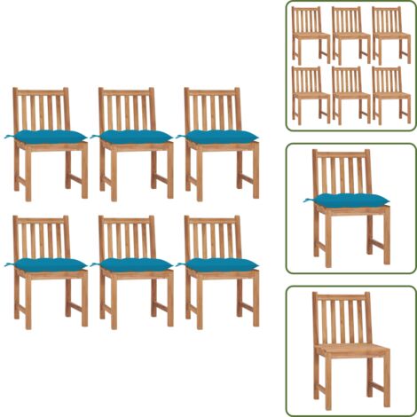 Sedie da patio - vidaXL Sedie da Giardino 6 pz con Cuscini in Legno Massello di Teak - Cuscini in legno