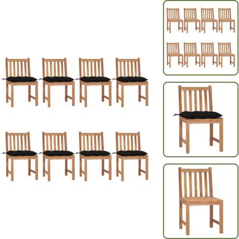 Sedie da patio - vidaXL Sedie da Giardino con Cuscini 8 pz in Legno Massello di Teak - Sedie con cuscino