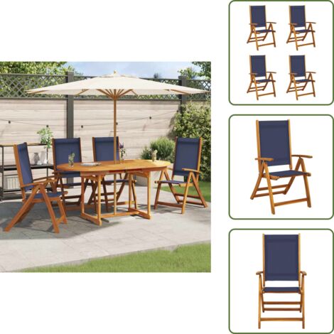 Sedie da patio - vidaXL Sedie da Giardino Pieghevoli 4 pz Massello d'Acacia e Textilene - Sedie da terrazza