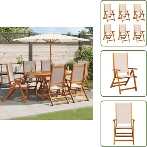 Sedie da patio - vidaXL Sedie da Giardino Pieghevoli 6 pz Massello d'Acacia e Textilene - Sedie da esterno