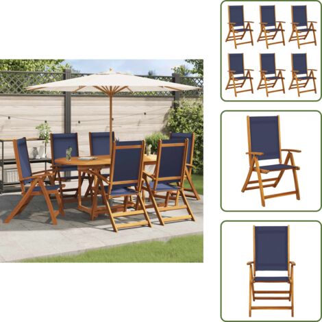 Sedie da patio - vidaXL Sedie da Giardino Pieghevoli 6 pz Massello d'Acacia e Textilene - Sedie da giardino in legno