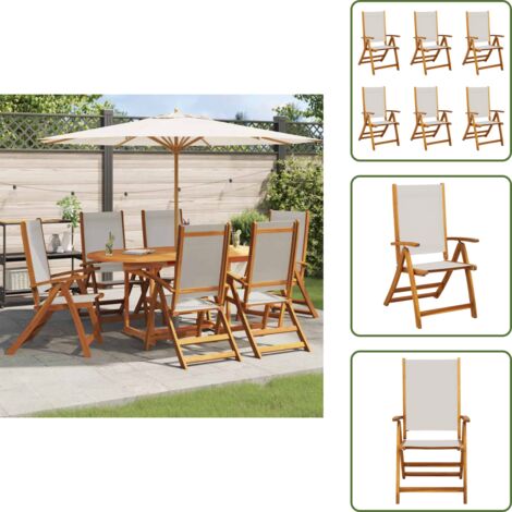 Sedie da patio - vidaXL Sedie da Giardino Pieghevoli 6 pz Massello d'Acacia e Textilene - Sedie da terrazza