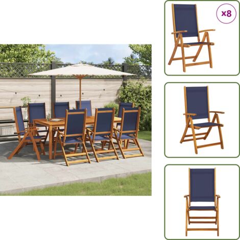 Sedie da patio - vidaXL Sedie da Giardino Pieghevoli 8 pz Massello d'Acacia e Textilene - Sedie da terrazza