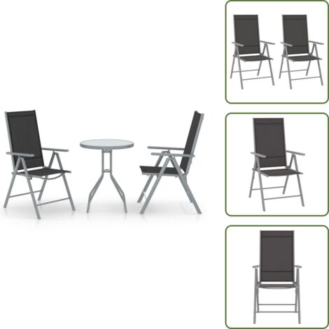 Sedie da patio - vidaXL Set da Bistrot 3 pz in Alluminio e Textilene Argento - Tavolo da caffè