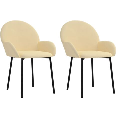 Sedie da Pranzo 2 pz Crema in Velluto vidaXL 906628