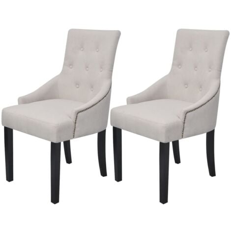 Sedie da Pranzo 2 pz Grigio Crema in Tessuto vidaXL 487381