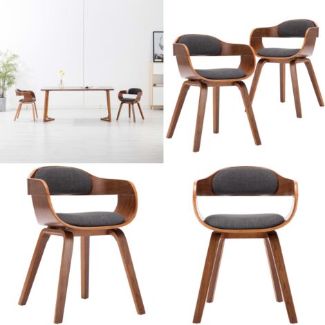 Sedie da Pranzo 2 pz Grigio Scuro in Tessuto e Legno Curvato - Sedie da cucina - Sedie in legno curvato
