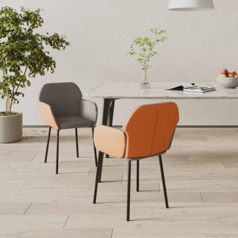 Sedie da Pranzo 2 pz Grigio Scuro in Tessuto e Similpelle vidaXL