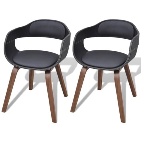 Sedie da Pranzo 2 pz Nere in Legno Curvo e Similpelle