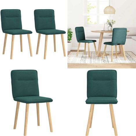 Sedie da Pranzo 2 pz Verde Scuro in Tessuto - Sedie da pranzo - Sedie in tessuto