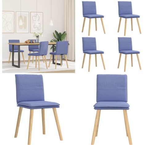 Sedie da Pranzo 4 pz Blu Jeans in Tessuto - Sedie da pranzo in tessuto - Sedie da pranzo in metallo e legno