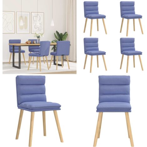 Sedie da Pranzo 4 pz Blu Jeans in Tessuto - Sedie da pranzo in tessuto - Sedie da pranzo in metallo e legno