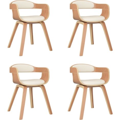 Sedie da Pranzo 4 pz Crema in Legno Curvato e Similpelle vidaXL