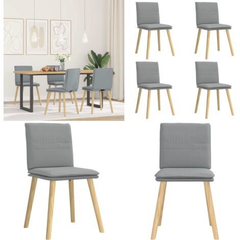 Sedie da Pranzo 4 pz Grigio Chiaro in Tessuto - Sedie da pranzo in tessuto - Sedie da pranzo in metallo e legno
