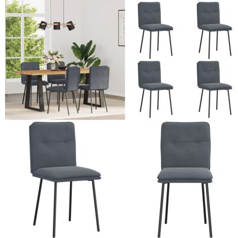 Sedie da Pranzo 4 pz Grigio Scuro in Velluto - Sedie in velluto - Sedie da pranzo in metallo