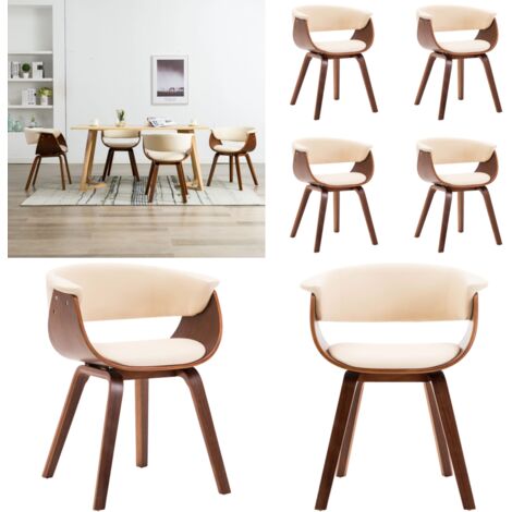 Sedie da Pranzo 4 pz in Legno Curvato e Similpelle Crema - Sedie in legno - Sedie ergonomiche