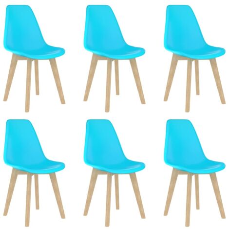 Sedie da Pranzo 6 pz Blu in Plastica vidaXL