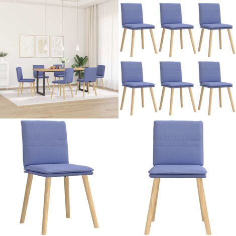 Sedie da Pranzo 6 pz Blu Jeans in Tessuto - Sedie da pranzo in tessuto - Sedie da pranzo in metallo e legno