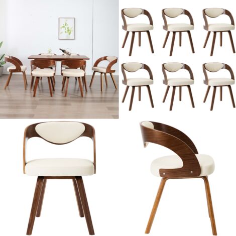 Sedie da Pranzo 6 pz Crema in Legno Piegato e Similpelle - Sedie da pranzo - Sedie da pranzo pieghevoli
