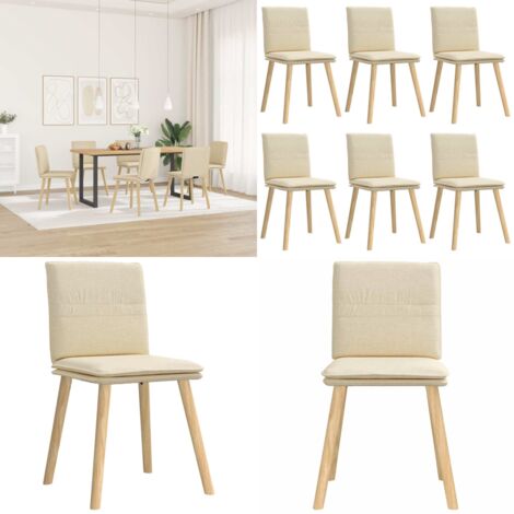Sedie da Pranzo 6 pz Crema in Tessuto - Sedie da pranzo in tessuto - Sedie da pranzo in legno