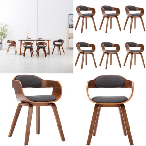 Sedie da Pranzo 6 pz Grigio Scuro in Tessuto e Legno Curvato - Sedie da pranzo in tessuto - Sedie da pranzo in legno curvato