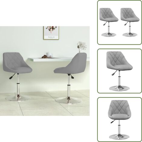 Sedie da pranzo a 360 gradi - vidaXL Sedie da Pranzo Girevoli 2 pz Grigio Chiaro in Velluto - Sedie da pranzo in acciaio cromato