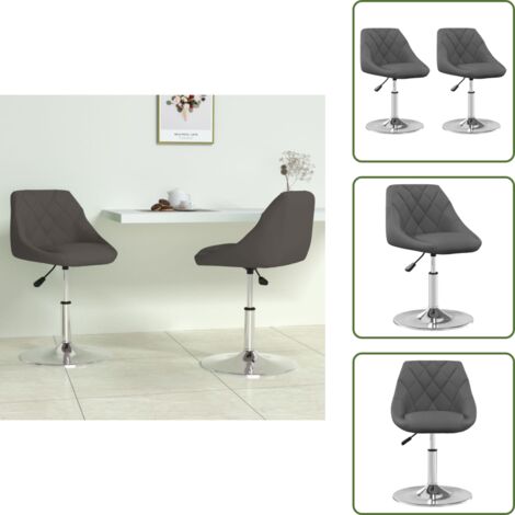 Sedie da pranzo a 360 gradi - vidaXL Sedie da Pranzo Girevoli 2 pz Grigio Scuro in Velluto - Sedie da pranzo in acciaio cromato
