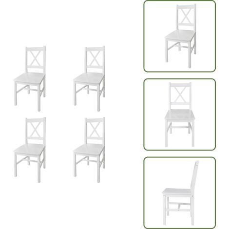 Sedie da pranzo bianche - vidaXL Sedie da Pranzo 4 pz Bianche in Legno di Pino - Sedie ergonomiche