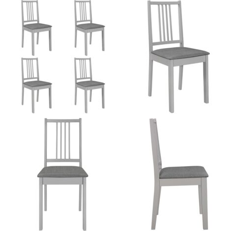 Sedie da Pranzo con Cuscini 4 pz Grigie in Legno Massello - Sedie in legno - Sedie con cuscino