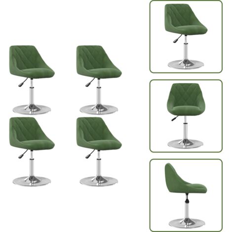 Sedie da pranzo con rotazione a 360 gradi - vidaXL Sedie da Pranzo Girevoli 4 pz Verde Scuro in Velluto - Sedie da pranzo in acciaio cromato