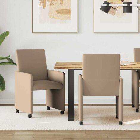 Sedie da Pranzo con Ruote 2 pcs Cappuccino 57 x 66 x 94 cm vidaXL
