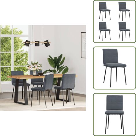 Sedie da pranzo con schiuma - vidaXL Sedie da Pranzo 4 pz Grigio Scuro in Velluto - Sedie da pranzo per sala da pranzo