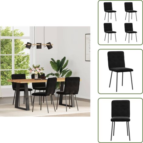 Sedie da pranzo con schiuma - vidaXL Sedie da Pranzo 4 pz Nere in Velluto - Sedie da pranzo in metallo e legno