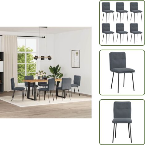 Sedie da pranzo con schiuma - vidaXL Sedie da Pranzo 6 pz Grigio Scuro in Velluto - Sedie da pranzo per sala da pranzo