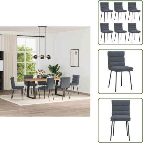 Sedie da pranzo con schiuma - vidaXL Sedie da Pranzo 6 pz Grigio Scuro in Velluto - Sedie da pranzo per sala da pranzo