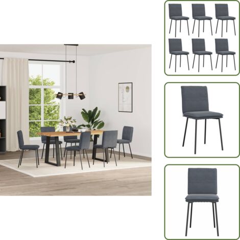Sedie da pranzo con schiuma - vidaXL Sedie da Pranzo 6 pz Grigio Scuro in Velluto - Sedie da pranzo per sala da pranzo