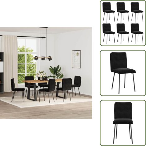 Sedie da pranzo con schiuma - vidaXL Sedie da Pranzo 6 pz Nere in Velluto - Sedie da pranzo in metallo e legno