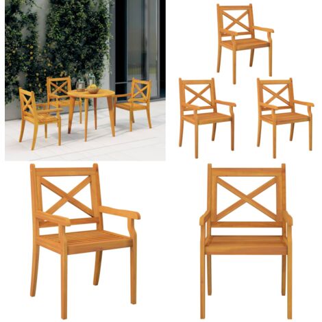 Sedie da Pranzo da Esterni 3 pz in Legno Massello di Acacia - Sedie da giardino - Sedie da patio