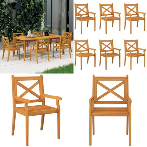Sedie da Pranzo da Esterni 6 pz in Legno Massello di Acacia - Sedie da giardino - Sedie da patio