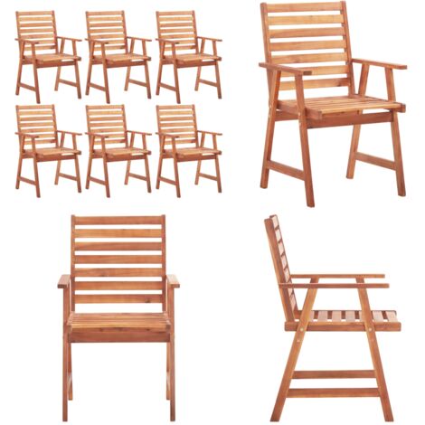 Sedie da Pranzo da Esterni 6 pz in Legno Massello di Acacia - Sedie da giardino - Sedie in legno
