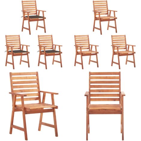 Sedie da Pranzo da Esterni con Cuscini 3 pz Massello di Acacia - Sedie da giardino - Sedie in legno