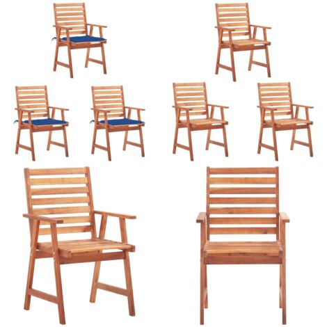 Sedie da Pranzo da Esterni con Cuscini 3 pz Massello di Acacia - Sedie da giardino - Sedie in legno